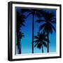 Palms Black on Blue II-Mia Jensen-Framed Art Print