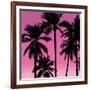 Palms Black on Pink I-Mia Jensen-Framed Art Print