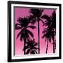 Palms Black on Pink I-Mia Jensen-Framed Art Print