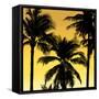 Palms Black on Yellow II-Mia Jensen-Framed Stretched Canvas