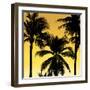 Palms Black on Yellow II-Mia Jensen-Framed Art Print