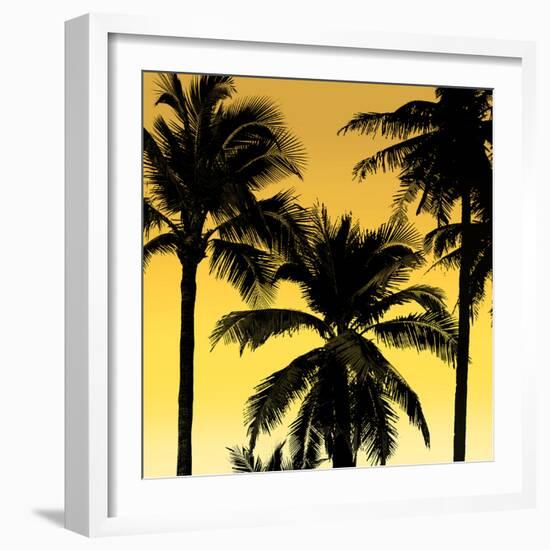 Palms Black on Yellow II-Mia Jensen-Framed Art Print