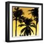 Palms Black on Yellow II-Mia Jensen-Framed Art Print