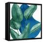 Palms On Blue 1 V2-Anne Bailey-Framed Stretched Canvas