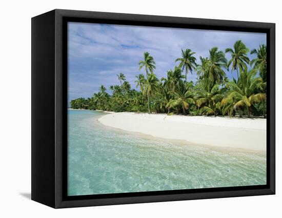 Palms, White Sand and Turquoise Water, One Foot Island, Aitutaki, Cook Islands, South Pacific-Dominic Webster-Framed Stretched Canvas