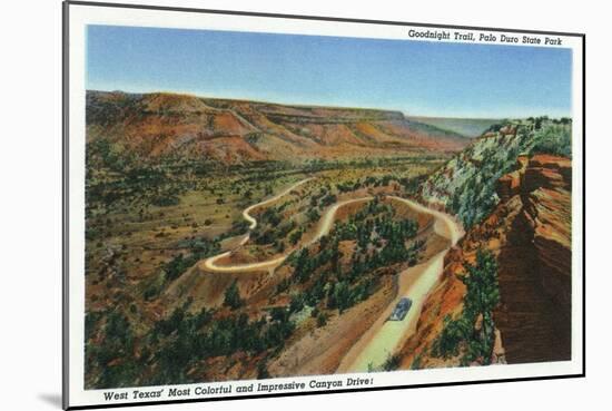 Palo Duro Canyon State Park, Texas - Aerial View of the Goodnight Trail, c.1941-Lantern Press-Mounted Art Print