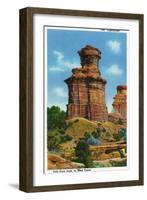 Palo Duro Canyon State Park, Texas - View of the "Lighthouse" Rock Formation, c.1940-Lantern Press-Framed Art Print