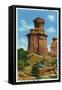 Palo Duro Canyon State Park, Texas - View of the "Lighthouse" Rock Formation, c.1940-Lantern Press-Framed Stretched Canvas