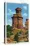 Palo Duro Canyon State Park, Texas - View of the "Lighthouse" Rock Formation, c.1940-Lantern Press-Stretched Canvas