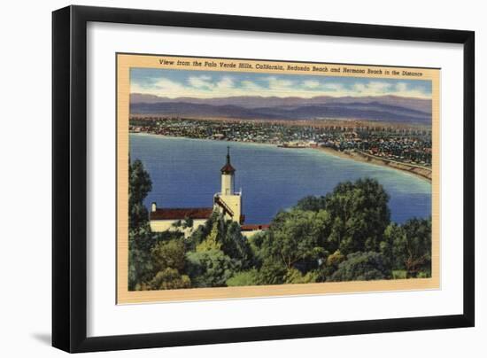 Palo Verde Hills, California - View of Redondo & Hermosa Beaches-Lantern Press-Framed Art Print