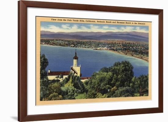 Palo Verde Hills, California - View of Redondo & Hermosa Beaches-Lantern Press-Framed Art Print