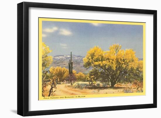 Palo Verde Trees and Saguaro in Desert-null-Framed Art Print