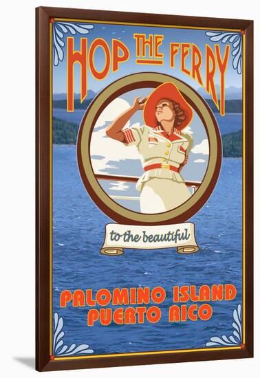 Palomino Island, Puerto Rico - Hop the Ferry-Lantern Press-Framed Art Print