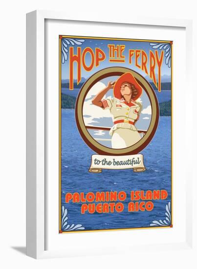 Palomino Island, Puerto Rico - Hop the Ferry-Lantern Press-Framed Art Print