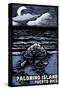 Palomino Island, Puerto Rico - Sea Turtle on Beach - Scratchboard-Lantern Press-Stretched Canvas