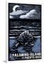 Palomino Island, Puerto Rico - Sea Turtle on Beach - Scratchboard-Lantern Press-Framed Art Print