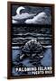 Palomino Island, Puerto Rico - Sea Turtle on Beach - Scratchboard-Lantern Press-Framed Art Print