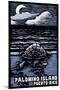 Palomino Island, Puerto Rico - Sea Turtle on Beach - Scratchboard-Lantern Press-Mounted Art Print