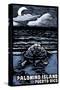 Palomino Island, Puerto Rico - Sea Turtle on Beach - Scratchboard-Lantern Press-Stretched Canvas