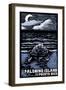 Palomino Island, Puerto Rico - Sea Turtle on Beach - Scratchboard-Lantern Press-Framed Art Print