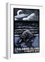 Palomino Island, Puerto Rico - Sea Turtle on Beach - Scratchboard-Lantern Press-Framed Art Print