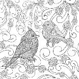 Cute Bird in Fantasy Flower Garden. Animals. Hand Drawn Doodle. Ethnic Patterned Illustration. Afri-Palomita-Art Print