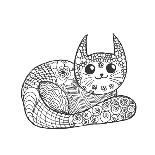 Cute Kitten. Black White Hand Drawn Doodle Animal. Ethnic Patterned Vector Illustration. African, I-Palomita-Framed Art Print