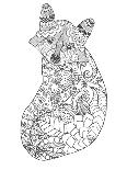 Raccoon. Black White Hand Drawn Doodle Animal. Ethnic Patterned Vector Illustration. African, India-Palomita-Art Print