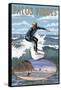 Palos Verdes, California - Surfer-Lantern Press-Framed Stretched Canvas