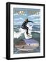 Palos Verdes, California - Surfer-Lantern Press-Framed Art Print