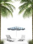 Pending Holidays - Isolated Palm Trees Umbrella and Plank Bed-Palto-Mounted Photographic Print