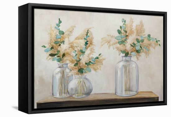 Pampas and Eucalyptus Bouquet-Julia Purinton-Framed Stretched Canvas