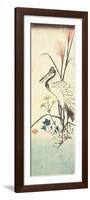 (Pampas Grass, Patrinia, Chinese Bellflower and a Crane), 1830-1858-Utagawa Hiroshige-Framed Premium Giclee Print