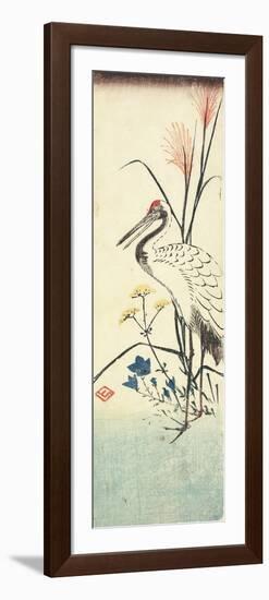 (Pampas Grass, Patrinia, Chinese Bellflower and a Crane), 1830-1858-Utagawa Hiroshige-Framed Premium Giclee Print