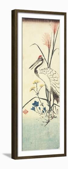 (Pampas Grass, Patrinia, Chinese Bellflower and a Crane), 1830-1858-Utagawa Hiroshige-Framed Premium Giclee Print