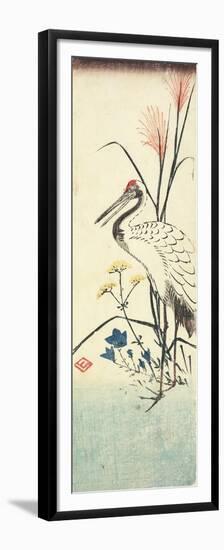 (Pampas Grass, Patrinia, Chinese Bellflower and a Crane), 1830-1858-Utagawa Hiroshige-Framed Premium Giclee Print