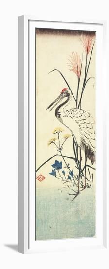 (Pampas Grass, Patrinia, Chinese Bellflower and a Crane), 1830-1858-Utagawa Hiroshige-Framed Premium Giclee Print