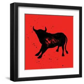 Pamplona Bull V-Rosa Mesa-Framed Art Print