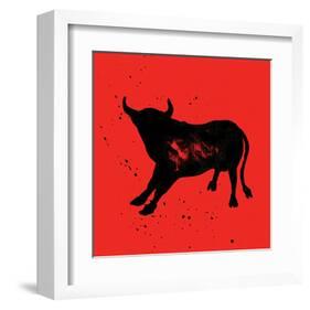 Pamplona Bull V-Rosa Mesa-Framed Art Print