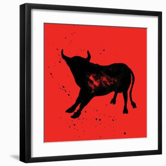 Pamplona Bull V-Rosa Mesa-Framed Art Print