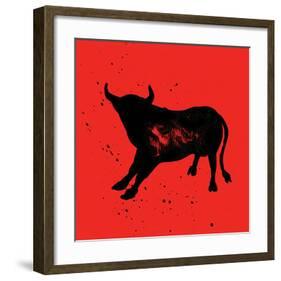 Pamplona Bull V-Rosa Mesa-Framed Art Print