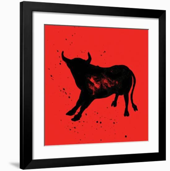 Pamplona Bull V-Rosa Mesa-Framed Art Print