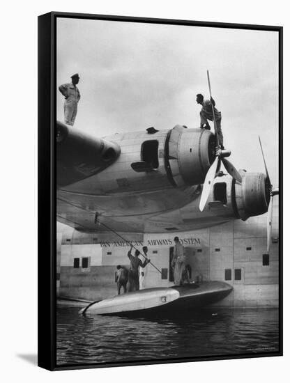 Pan Am Clipper Seaplane-George Strock-Framed Stretched Canvas