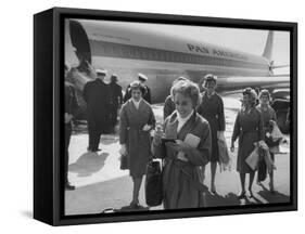 Pan Am Stewardesses in Frankfurt after Emergency Landing-null-Framed Stretched Canvas