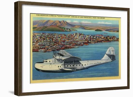 Pan American Airways "China Clipper" from Orient - San Francisco, CA-Lantern Press-Framed Art Print