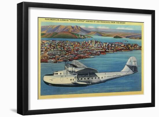 Pan American Airways "China Clipper" from Orient - San Francisco, CA-Lantern Press-Framed Art Print