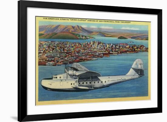 Pan American Airways "China Clipper" from Orient - San Francisco, CA-Lantern Press-Framed Art Print