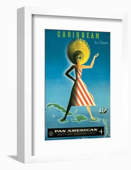 Pan American: Caribbean by Clipper, c.1958-Jean Carlu-Framed Art Print