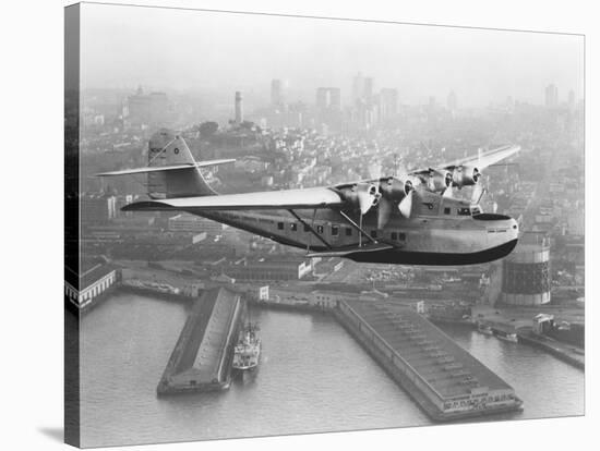 Pan American China Clipper and San Francisco Skyline Photograph No.1 - San Francisco, CA-Lantern Press-Stretched Canvas