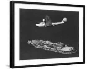 Pan American China Clipper Flying Over Alcatraz Island Photograph - San Francisco, CA-Lantern Press-Framed Art Print